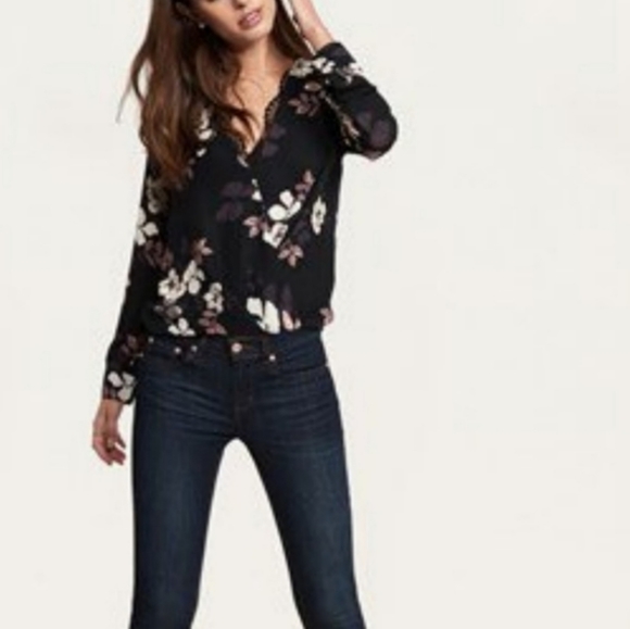 Lucky Brand Sheer Floral Blouse - Picture 1 of 6